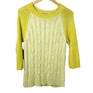 Mossimo Womens Cable Knit Pullover Sweater u Junior Size Large Yellow Green